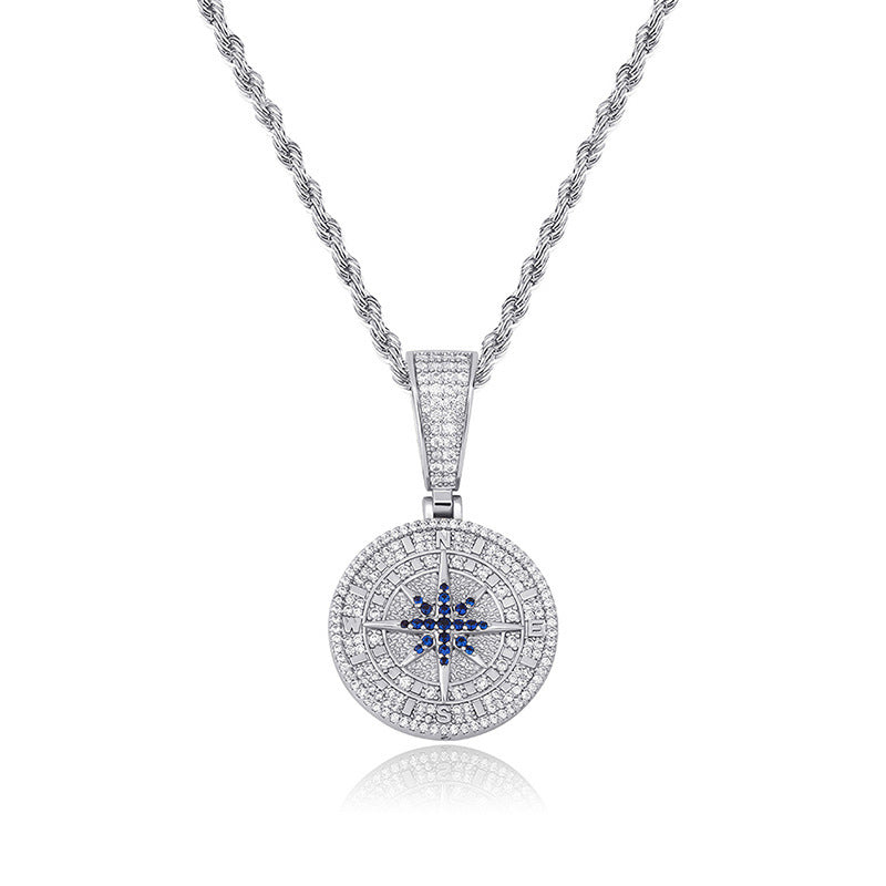 Compass Pendant Full Zircon Hip Hop