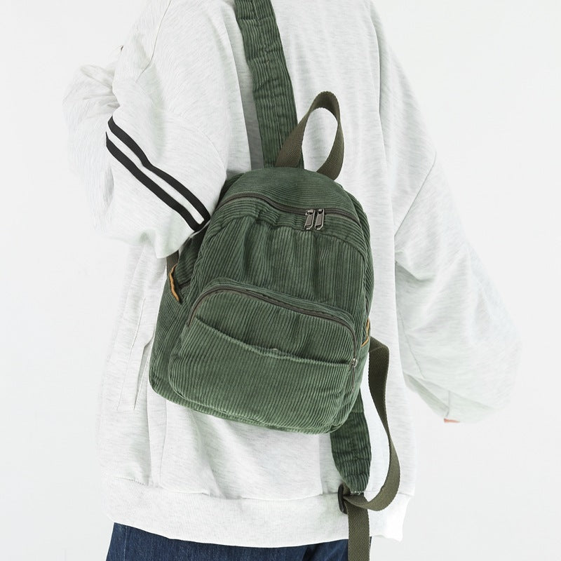 Corduroy Solid Color Schoolbag Women's Backpack Small Backpack Women