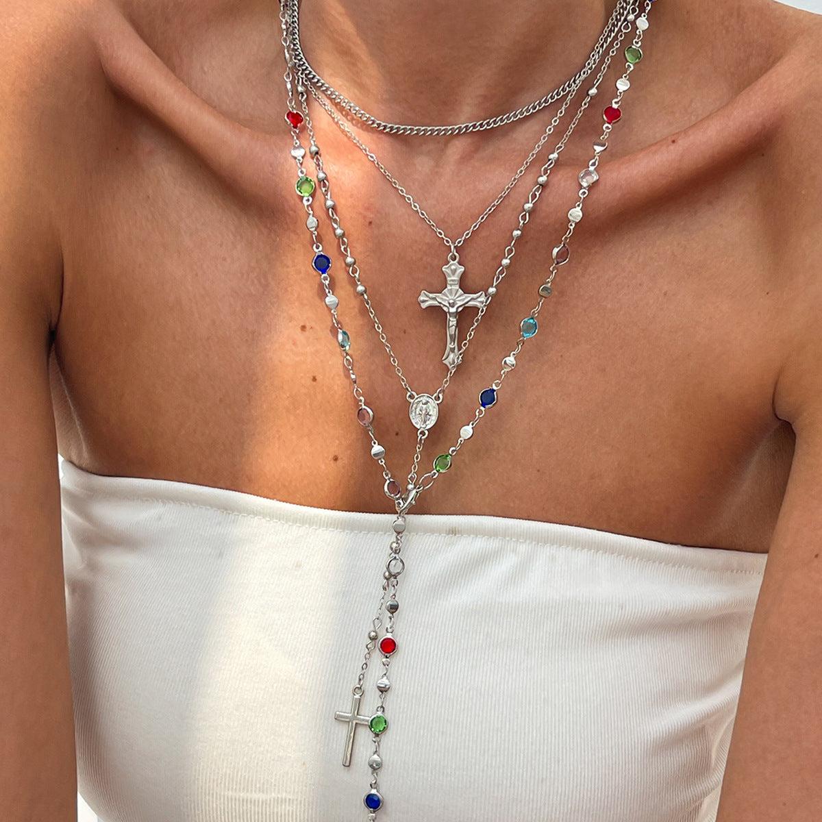 Hip Hop Diamond Cross Pendant Necklace