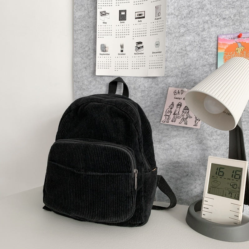 Corduroy Solid Color Schoolbag Women's Backpack Small Backpack Women
