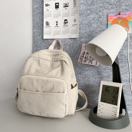 Corduroy Solid Color Schoolbag Women's Backpack Small Backpack Women