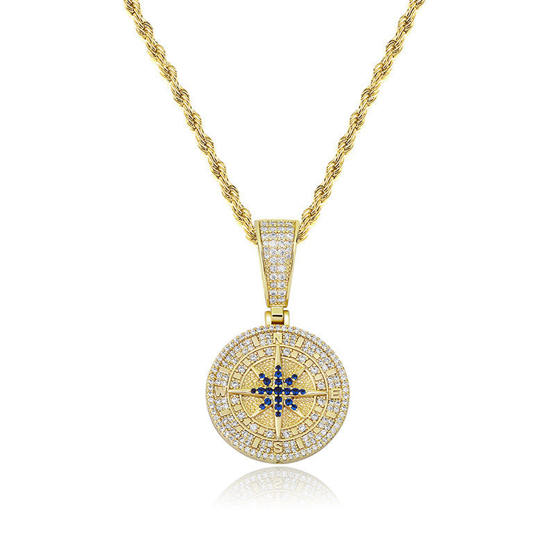 Compass Pendant Full Zircon Hip Hop