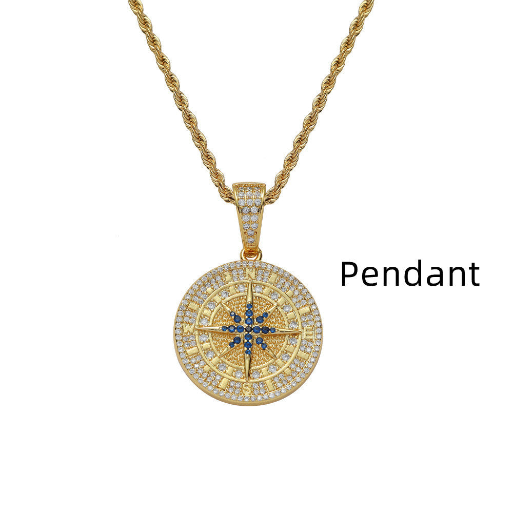 Compass Pendant Full Zircon Hip Hop