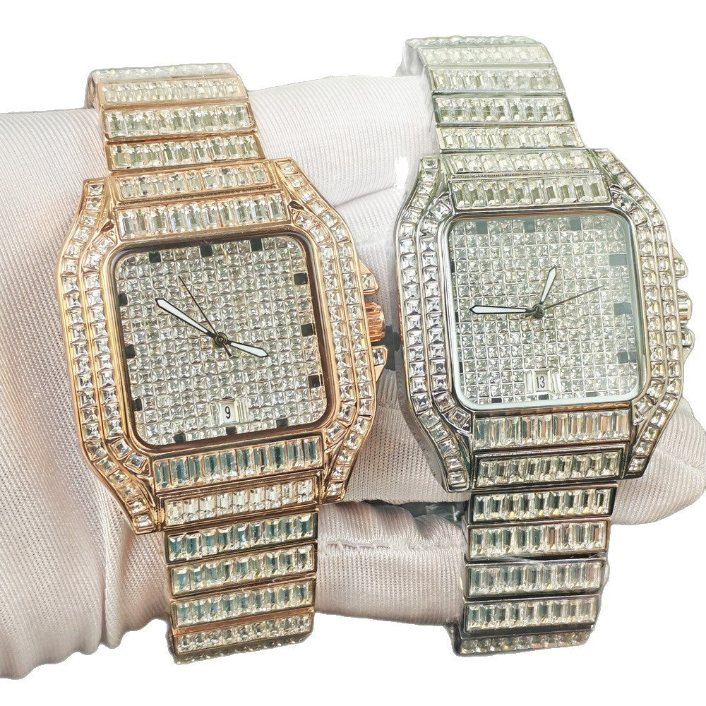 Leisure Versatile Hip Hop Men's Diamond-embedded Watch