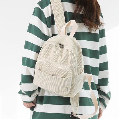 Corduroy Solid Color Schoolbag Women's Backpack Small Backpack Women