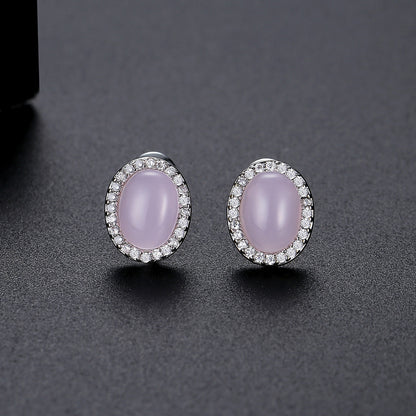 Jewelry Gift Gemstone Stud Earrings Brass Zircon