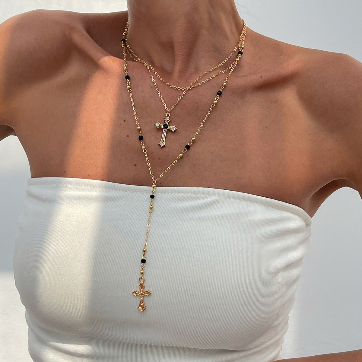 Hip Hop Diamond Cross Pendant Necklace