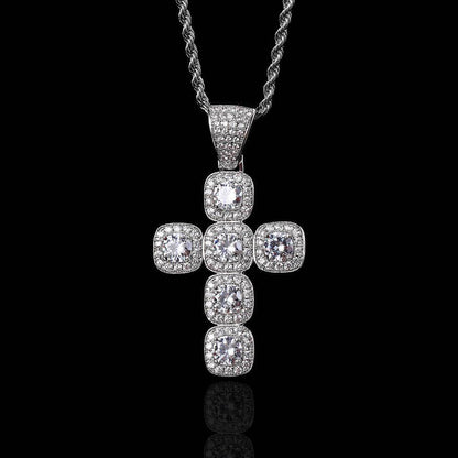 New Hip Hop Ear Accessories Rock Sugar Zircon Cross Pendant Vintage Personalized Hip Hop Necklace Hiphop