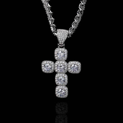 New Hip Hop Ear Accessories Rock Sugar Zircon Cross Pendant Vintage Personalized Hip Hop Necklace Hiphop