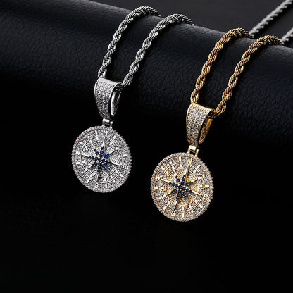 Compass Pendant Full Zircon Hip Hop