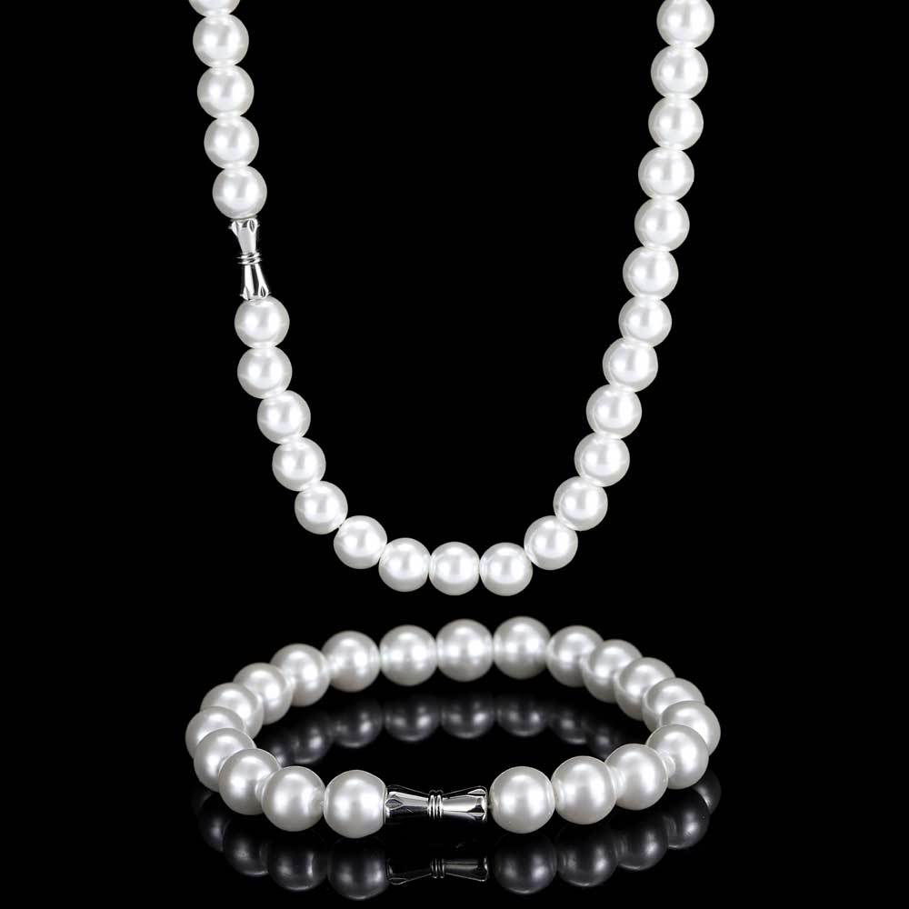 Hip Hop 6 To 12mm Pearl Necklace Bracelet Jewelry