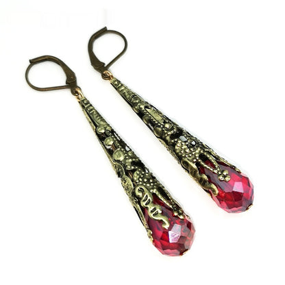Long Eardrop Jewelry Flower Vintage Luxury Crystal Earrings